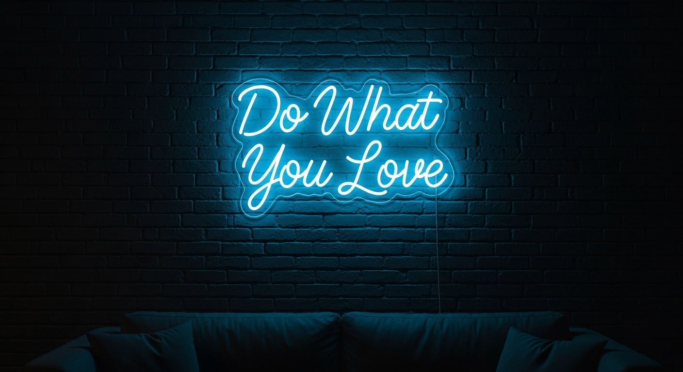 Do What You Love neon sign in ice blue