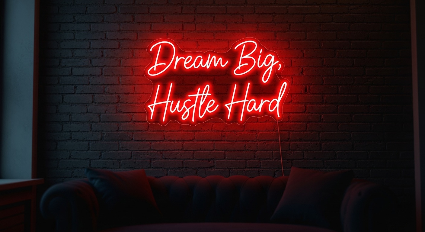 Dream Big, Hustle Hard neon sign in red
