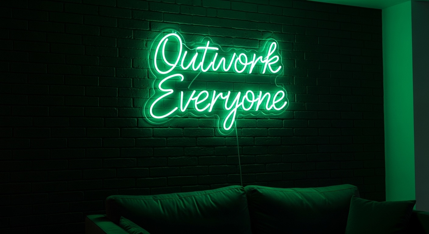 Outwork Everyone neon sign in green