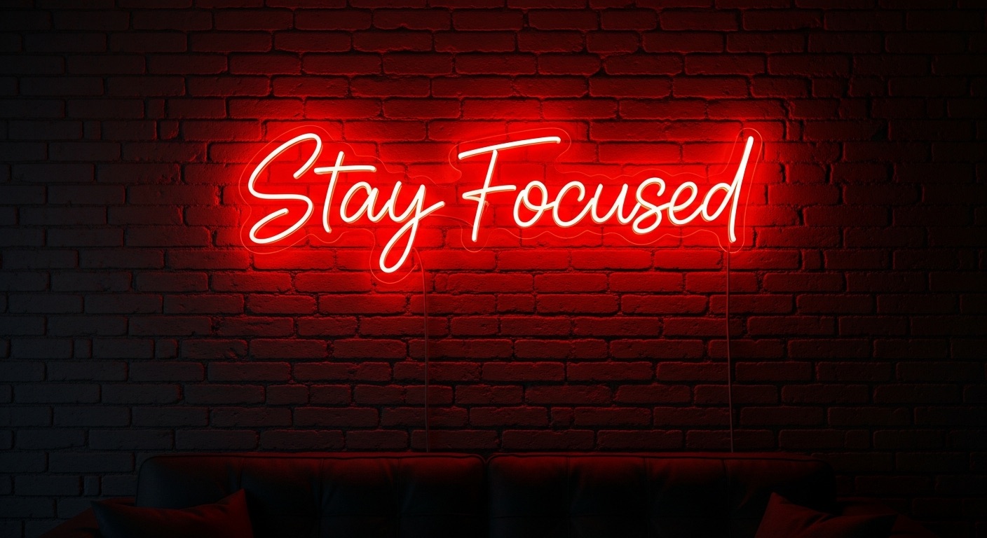 Stay Focused neon sign in red