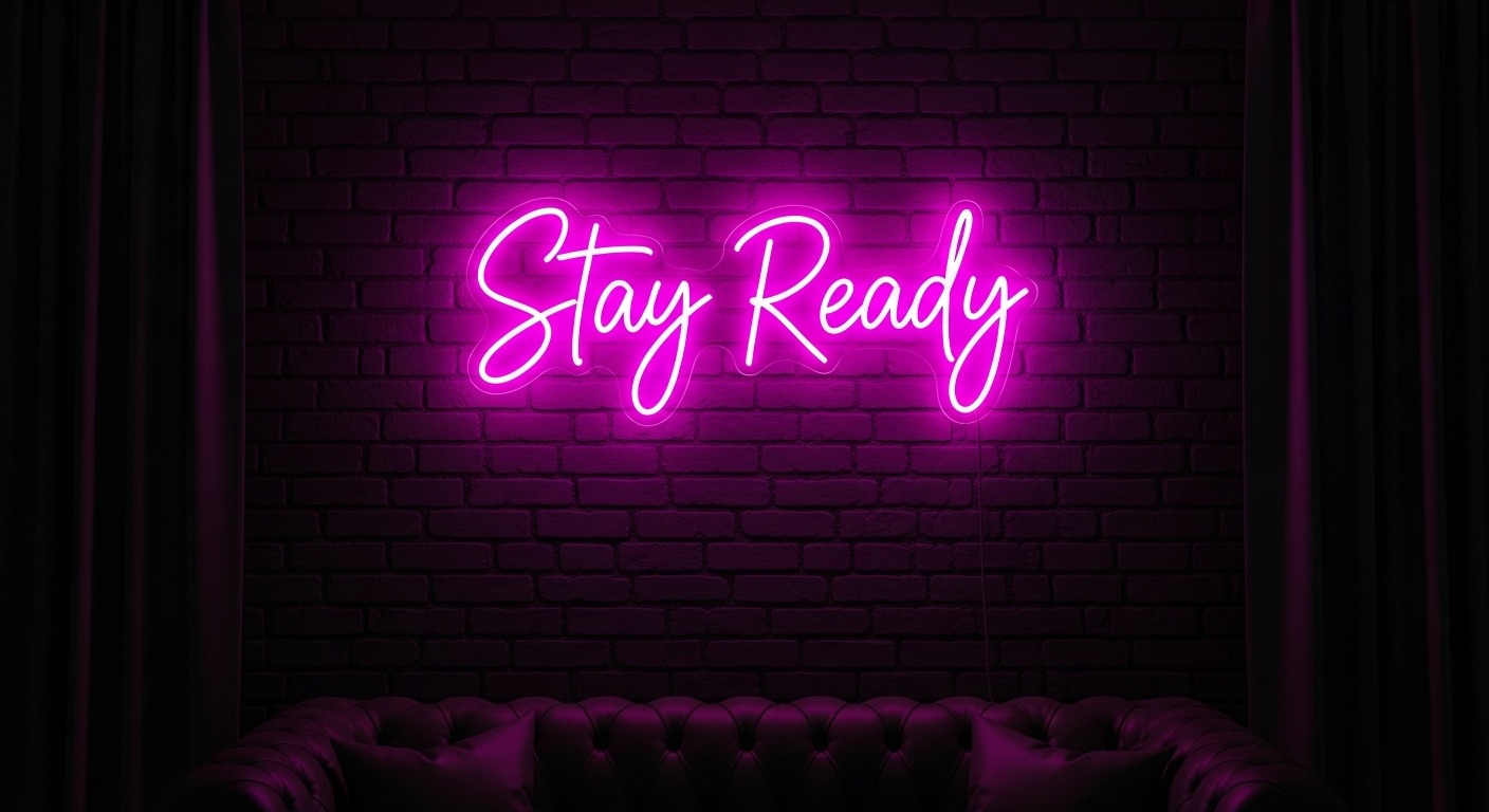 Stay Ready neon sign in pink
